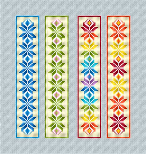 Bookmarks Set Of 4 Cross Stitch Patterns Seasons Cross Etsy