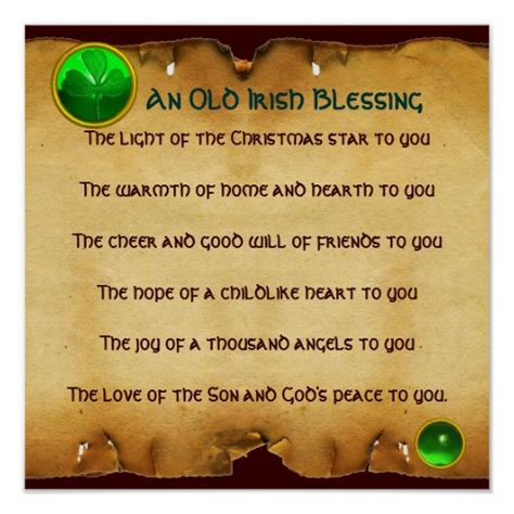 In ireland, as in many countries that have known both blessings and hardship, much is. An Old Irish Christmas Blessing Parchment, Square Poster ...