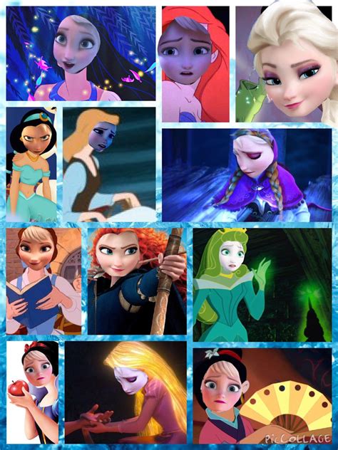Elsa As Pocahontas Ariel Merida Anna Tiana Cinderella Mulan Rapunzel Sleeping Beauty