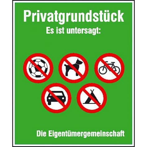 + schilder für arbeitsschutz, brandschutz etc. Hinweisschild - Grundbesitzkennzeichnung Privatgrundstück Es ist untersagt: (5 Verbotsschilder ...