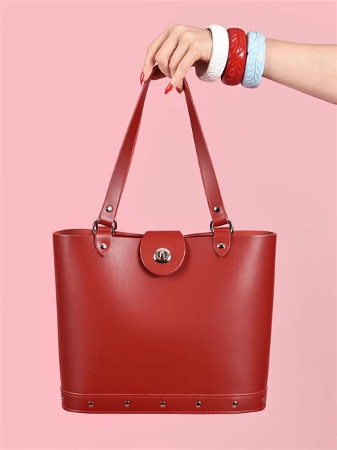 Arizona Bucket Red Leather Handbag From Vivien Of Holloway