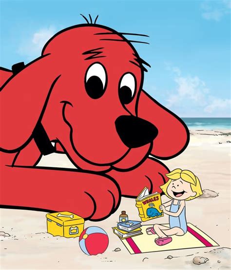 In the clip above, a bright red clifford sits in a line up of different pups, dwarfing the other dogs. Pinterest • The world's catalog of ideas