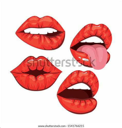 Set Of Sexy Woman Mouths Pop Art Style Vector Illustration Design