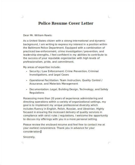 Resume Cover Letter Examples For Police Officers Save Time And Order
