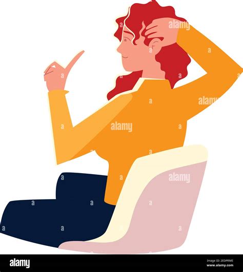 Young Woman Sitting On Chair Vector Illustration Isolated Design Stock