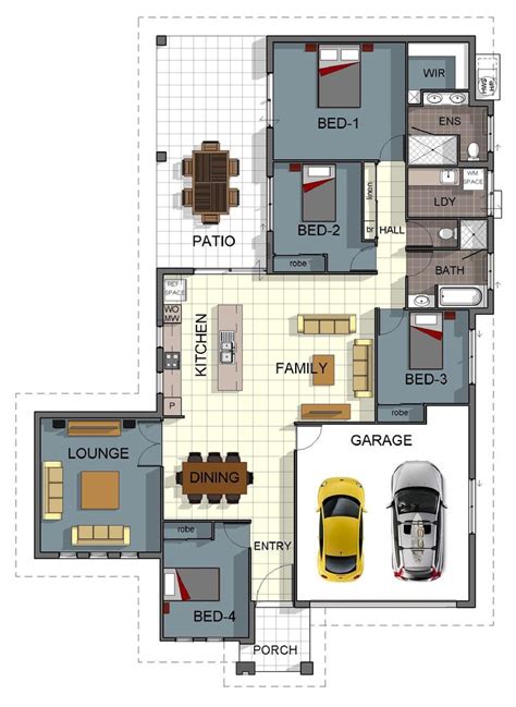 Choose from double wide or triple wide floor plans that range our large 4 bedroom mobile homes are ideal for growing families as well as homeowners who value having extra space to suit their needs. Single storey 4 bedroom house #floorplan with additional ...