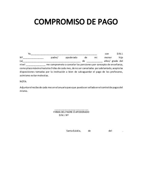 Carta De Compromiso De Pago Images And Photos Finder