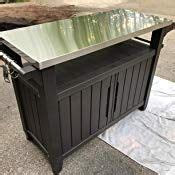 This plastic outdoor kitchen storage cabinet combines two storage solutions in one. Amazon.com : Keter Unity XL Portable Outdoor Table with Storage Cabinet Stainless Steel Top, and ...