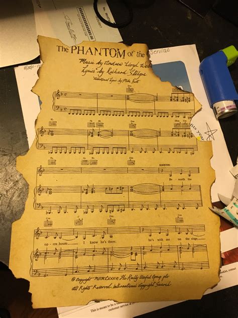 Phantom Of The Opera Sheet Music Aged Decoration Phantom Of The Opera Opera Music Opera