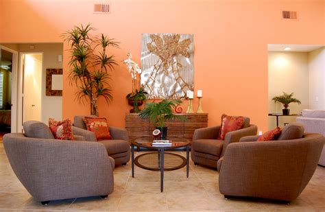 Fascinating Orange Green Living Room Orange And Brown