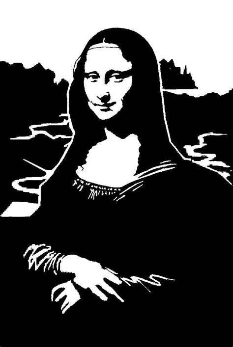Mona Stencil Silhouette Art Mona Lisa Drawing Vector Art