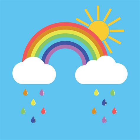 Rainbow With Clouds And Sun 6967685 Vector Art At Vecteezy