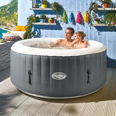 Cleverspa Shades 800 Liter 70 Inch Inflatable Round Hot Tub Spa Gray Open Box 680408824141 Ebay