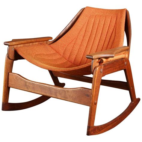 Rare Jerry Johnson Midcentury Walnut Rocking Chair at 1stDibs