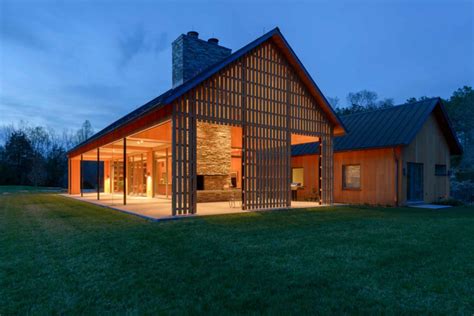 Contemporary Barn Residence At Night