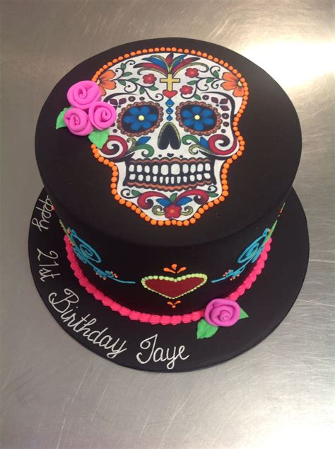Day Of The Dead Skull Halloween Theme Cake — Birthday Cakes Sugar Skull Cakes Skull Cake