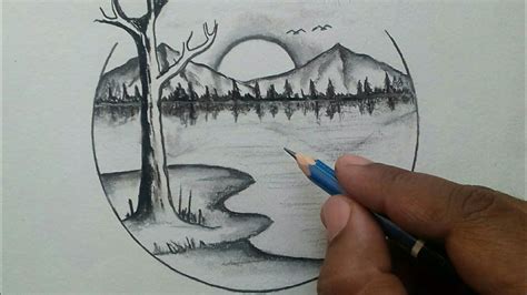 How To Draw Beautiful Scenery Of Nature Easy Drawing Youtube