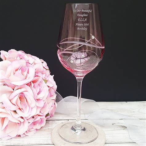 Personalised Pink Swarovski Crystal Wine Glass