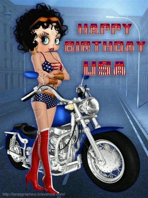 Happy Birthday Usa Biker Betty Boop Cartoon Betty Boop Pictures Biker Betty Boop
