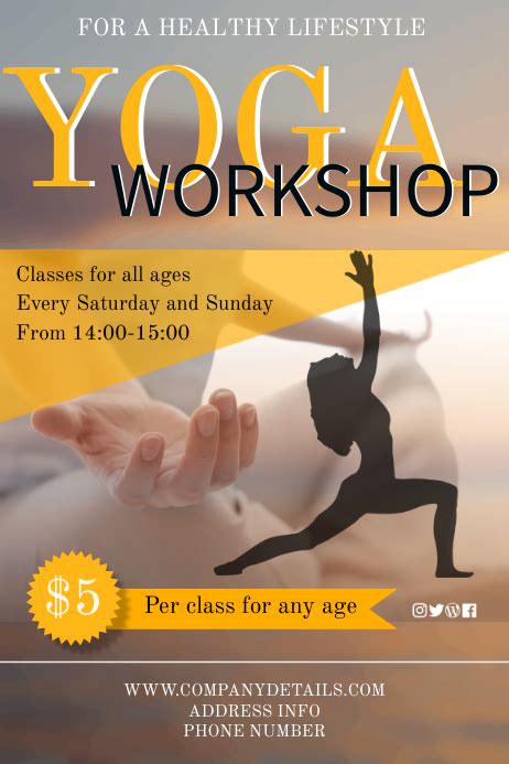 yoga workshop flyer template postermywall
