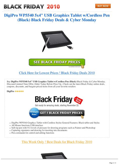 Digipro wp5540 5.5 x 4 usb tablet. Black Friday DigiPro WP5540 5x4 USB Graphics Tablet w ...