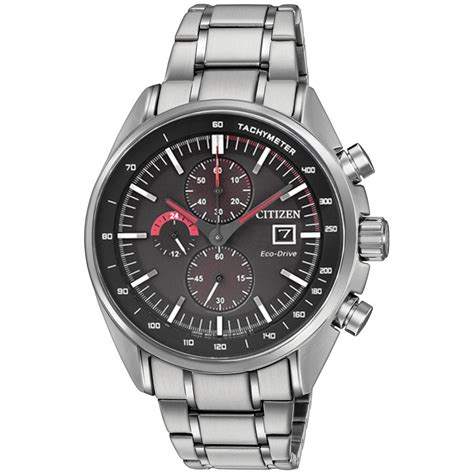 Citizen Eco Drive Stainless Steel Chronograph Bracelet Watch With Black