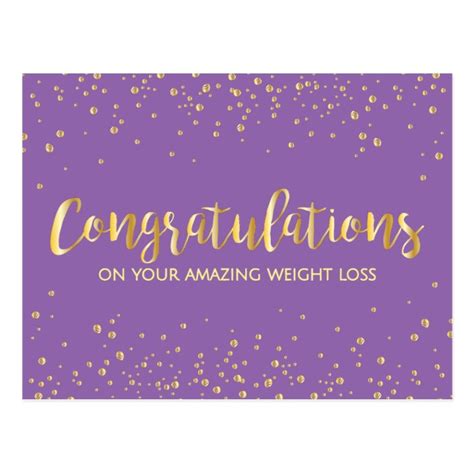 Gold Congratulations Weight Loss Award Certificate Postcard