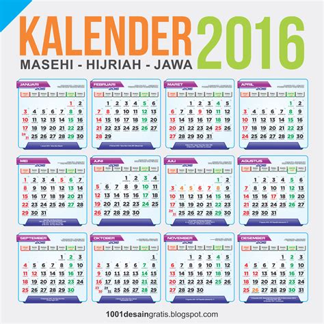 1001 Desain Gratis Download Kalender 2016 Coreldraw X3 Lengkap