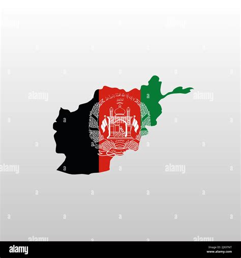 Afghanistan Country Map Silhouette Filled With National Flag Simple