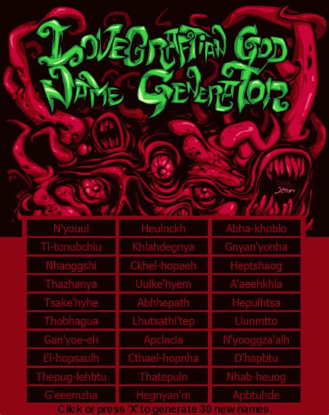 Lovecraftian God Name Generator By Jerom