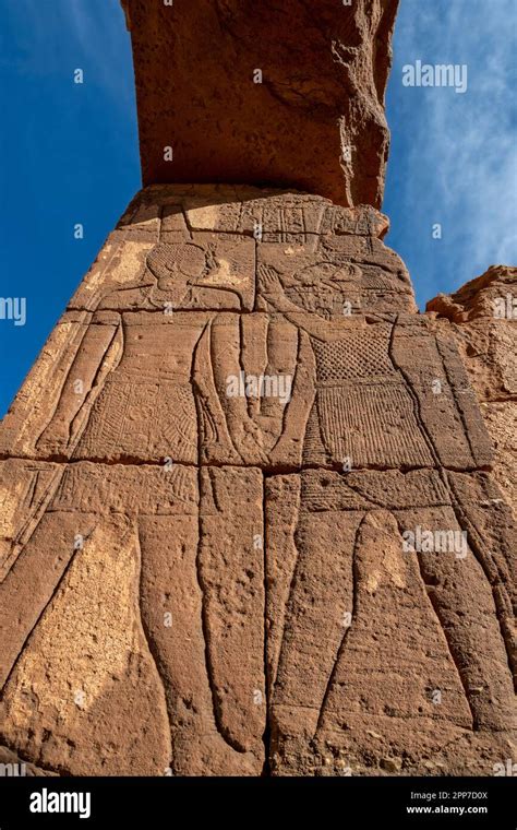 Relief Carvings At The Temple Of Amun Naqa Sudan Stock Photo Alamy