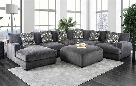 Kaylee Sectional Sofa Cm6587 In Gray Chenille Woptions