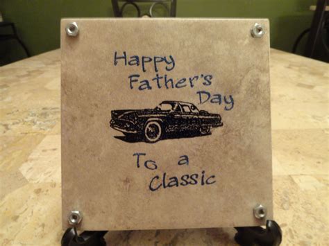 Hand Decorated 6x6 Tile Complete With Stand Words Read Happy Father