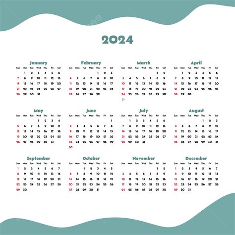 ästhetischer Kalender 2024 Kalender 2024 Neujahr Png Und Psd Datei