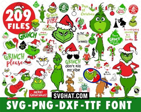Grinch SVG Files Bundle for Cricut, Silhouette, Grinch Face SVG, Grinch