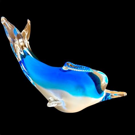 Art Unique Aqua Blue Glass Dolphin Sculpture Poshmark