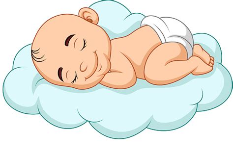 Ilustración De Bebé De Caricatura Durmiendo En Una Nube Y Más Vectores