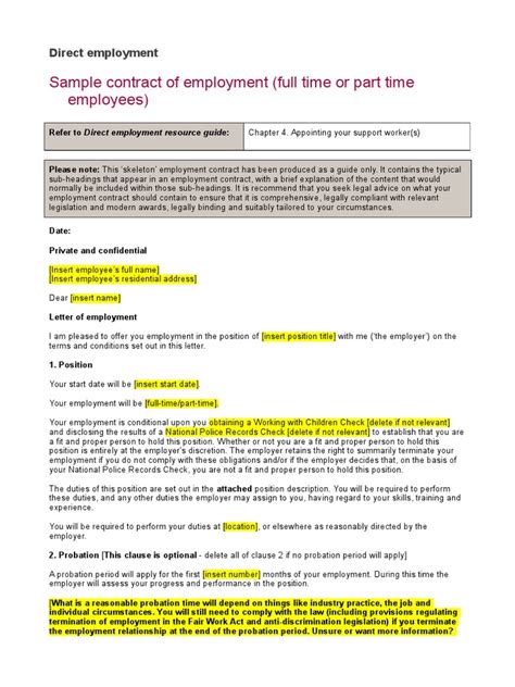 The problem with most traditional employment contracts is that they're long and filled with confusing legal jargon. Sample Contract Full Time or Part Time | Part Time ...