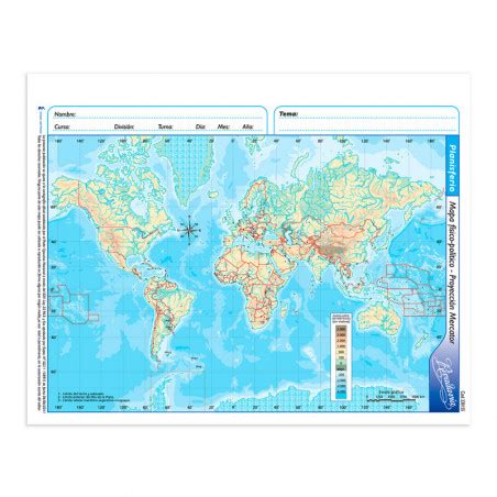 Mapa Planisferio F Sico Pol Tico Rivadavia N Block De Mapas 170392