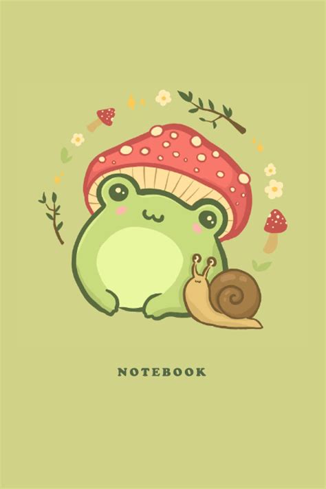 Buy Cute Frog With Mushroom Hat Lined Journal Kawaii Cottagecore