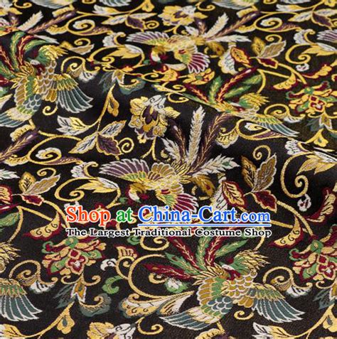 asian japanese nishijin tapestry satin traditional pattern design golden brocade kimono cloth fabric