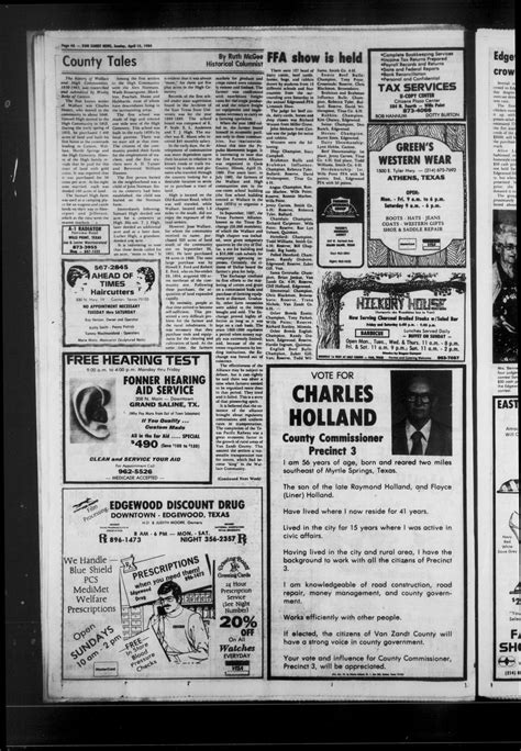 Van Zandt News (Wills Point, Tex.), Vol. 2, No. 45, Ed. 1 Sunday, April