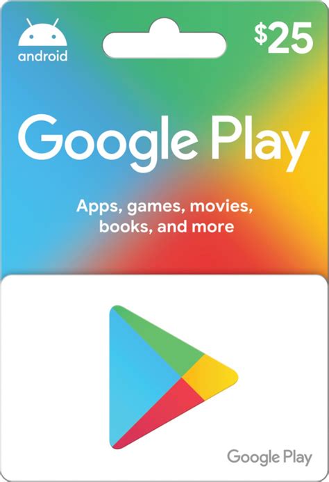 Prices, promotions, styles and availability may vary by store & online. Google Play $25 Gift Card GOOGLE PLAY 2017 $25 - Best Buy