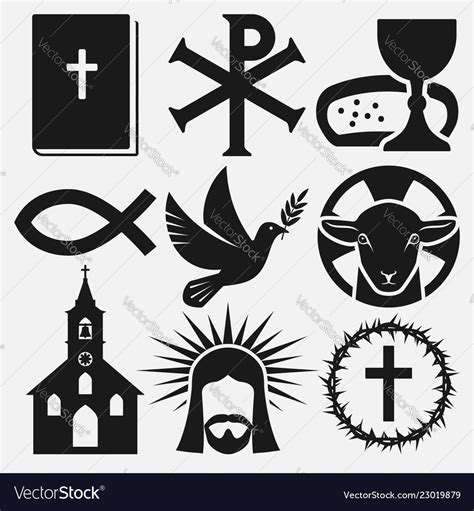 It symbolizes balancing nature between opposing forces. Christian symbols icons set Royalty Free Vector Image
