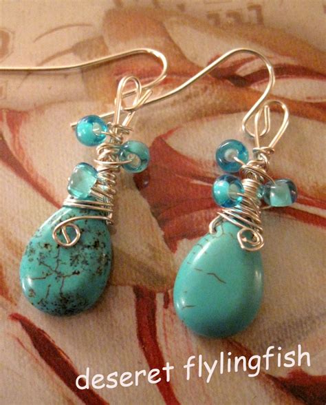Turquoise Earrings Wire Wrapped Jewelry HandmadeDecember Etsy