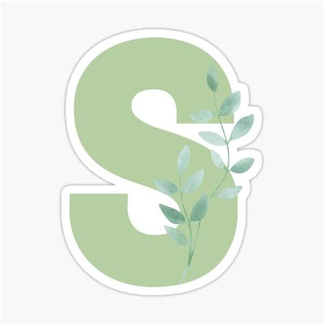The Letter S Sage Green Decorative Lettering With Gold Embellishment Sticker For Sale By
