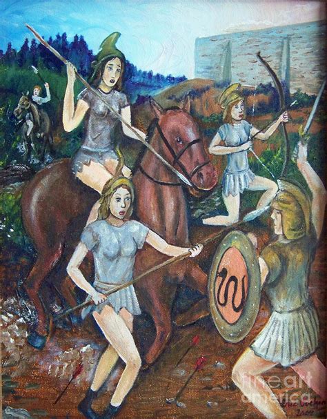 Battle Of The Amazons Painting By Eric Ovelgone Fine Art America