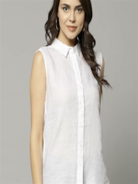 Buy Marks And Spencer Women White Linen Regular Fit Solid Casual Shirt