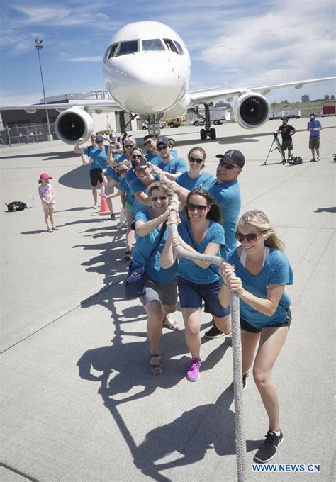 Plane Pull Fundraising Campaign Held In Vancouver Canada Xinhua Englishnewscn