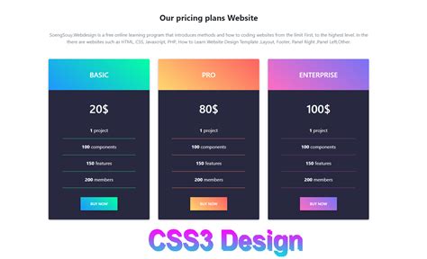 Creating and styling bootstrap cards. Card pricing plans Website CSS Design